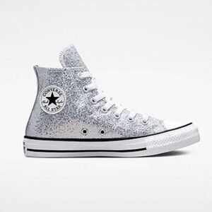 Converse Glittery Silver High-Tops women’s size EUR 37.5/US 7 or big kids size 5